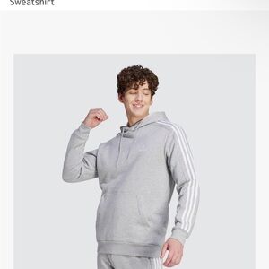 adidas Men's Essentials Fleece 3-stripes Hoodie, Medium Grey Heather, XX-Large